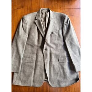 Oscar de la Renta Men's Brown Glen Plaid Lambswool & Cashmere Sport Coat 52L